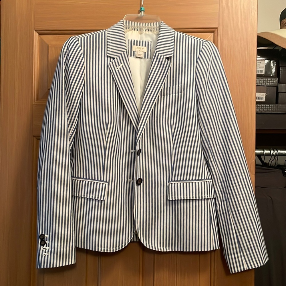 J. Crew Navy/White pinstripe Blazer.